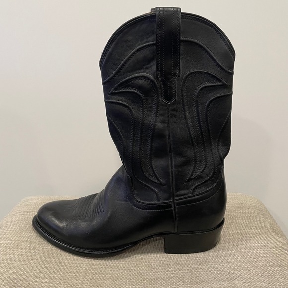 Tecovas Mens Black Leather Cartwright Cowboy Boots Size 8.5D Handmade Western